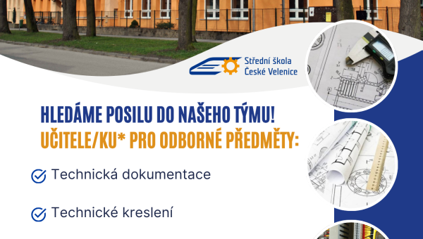 Hledáme učitele/učitelku odborných předmětů.